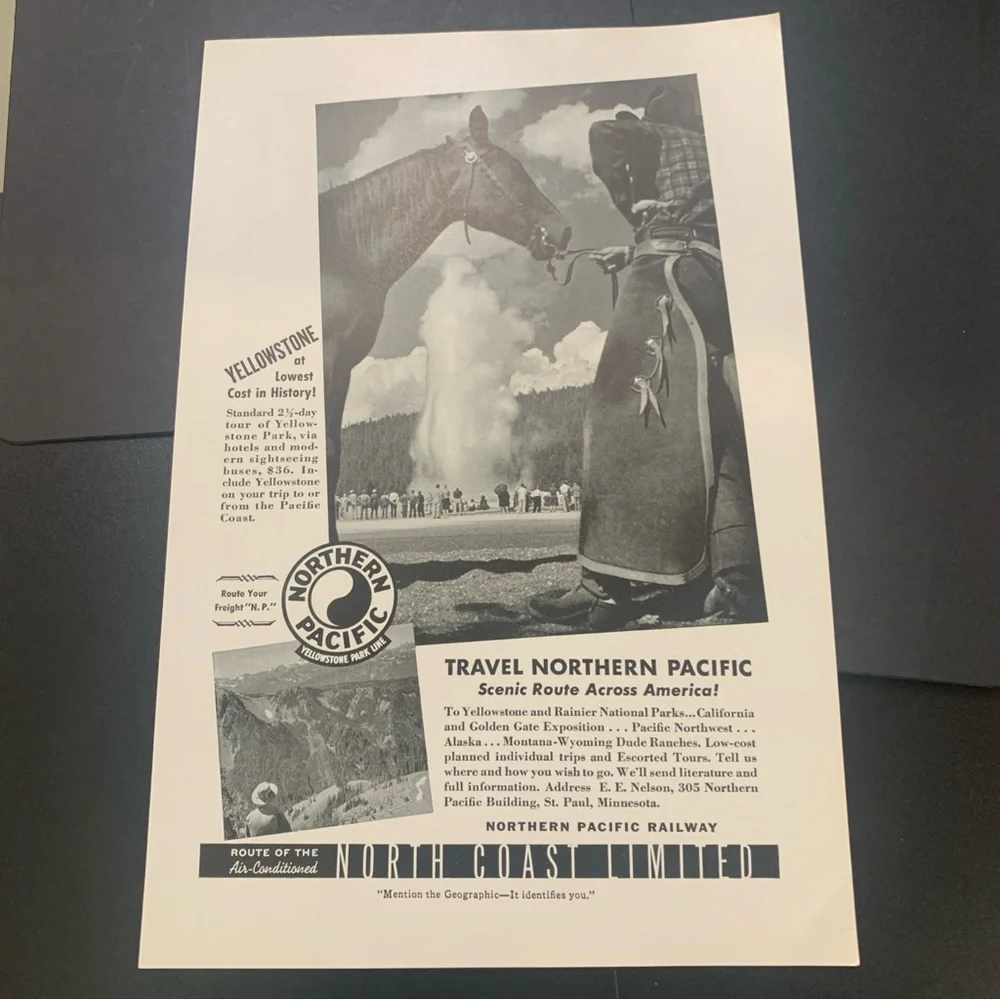 Vintage 1940 Northern Pacific Rail North Coast Limited Ad Advertisement